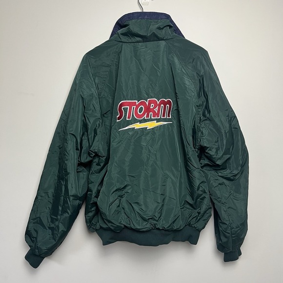 Men's VTG Tri Mountain Fleece Lined Windbreaker Bomber Jacket sz XL Storm Logo - Picture 5 of 10